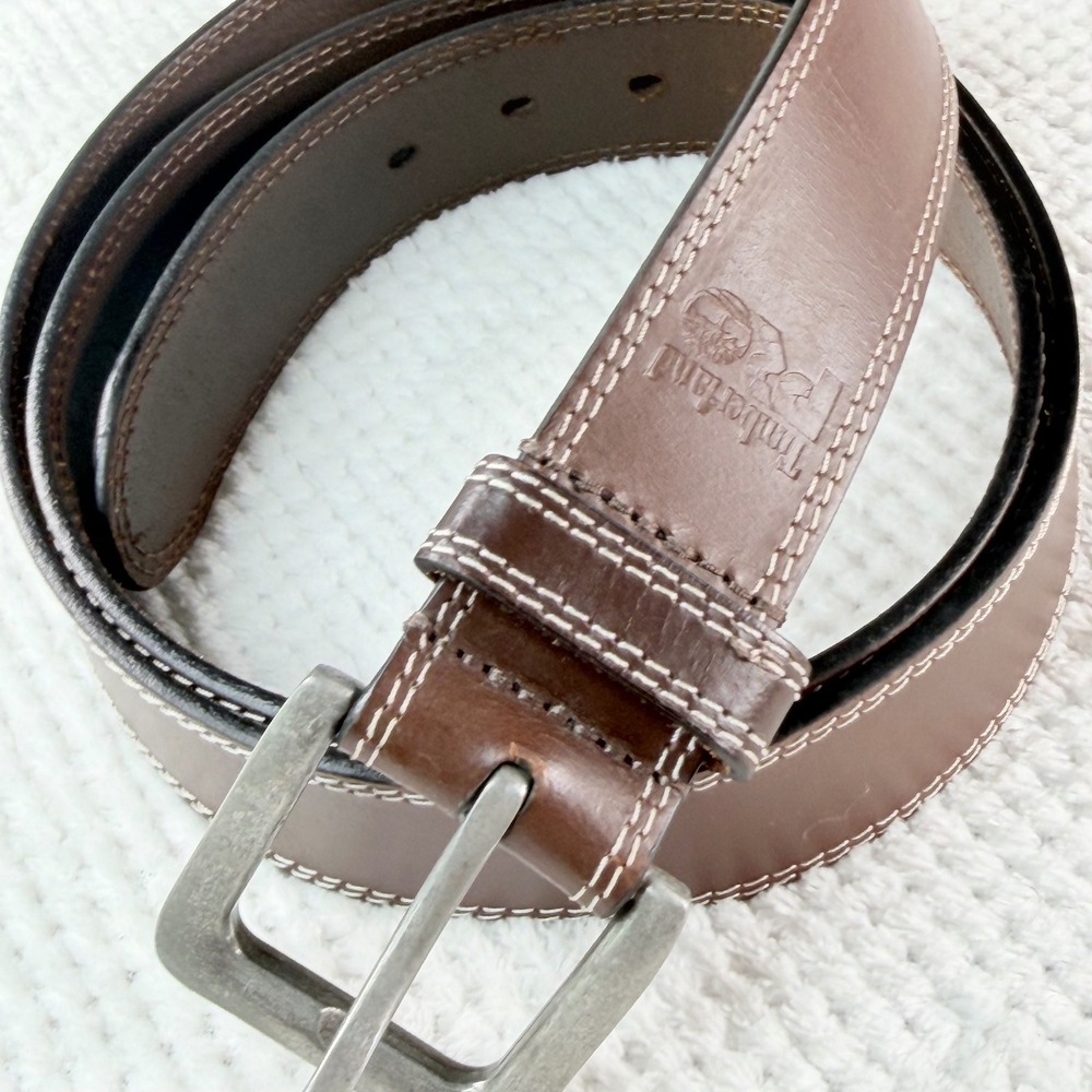 Timberland PRO Mens Brown Full Grain Leather Work Belt Size 50 Double Stitched